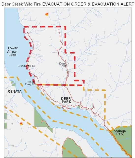 Evacuation Order due to Deer Creek wildfire