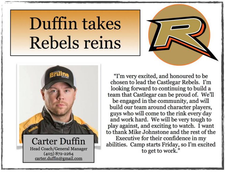 Castlegar Rebels hire new head coach