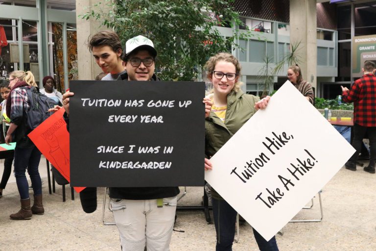 Student demonstration crowds Board meeting over tuition rates