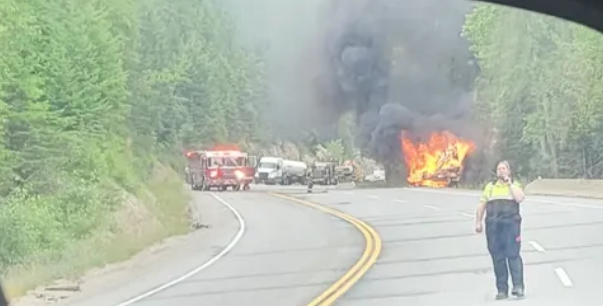 Motor home fire on Paulson Bridge